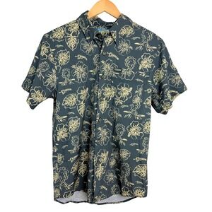 Dixxon Mount Wannahockaloogie Tropical Shirt Mens XS Grey‎ Yellow Button Down